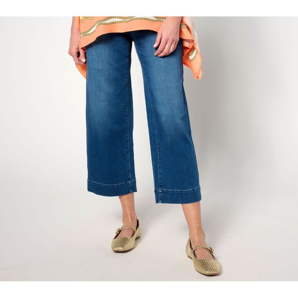Gloria Vanderbilt Women's Petite Pants 10P TripleLuxe Denim Wide Leg Blue